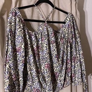 Lucky Brand Open Shoulder Floral Top Medium